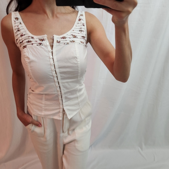 Anthropologie White Floral Blouse - Picture 2 of 8